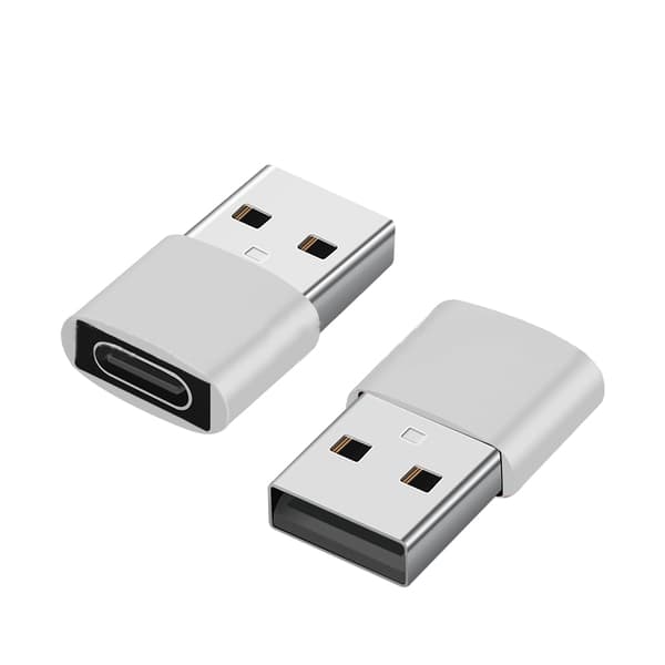 2-pack USB-C till USB-adapter för dataöverföring och laddning Silver Silver
